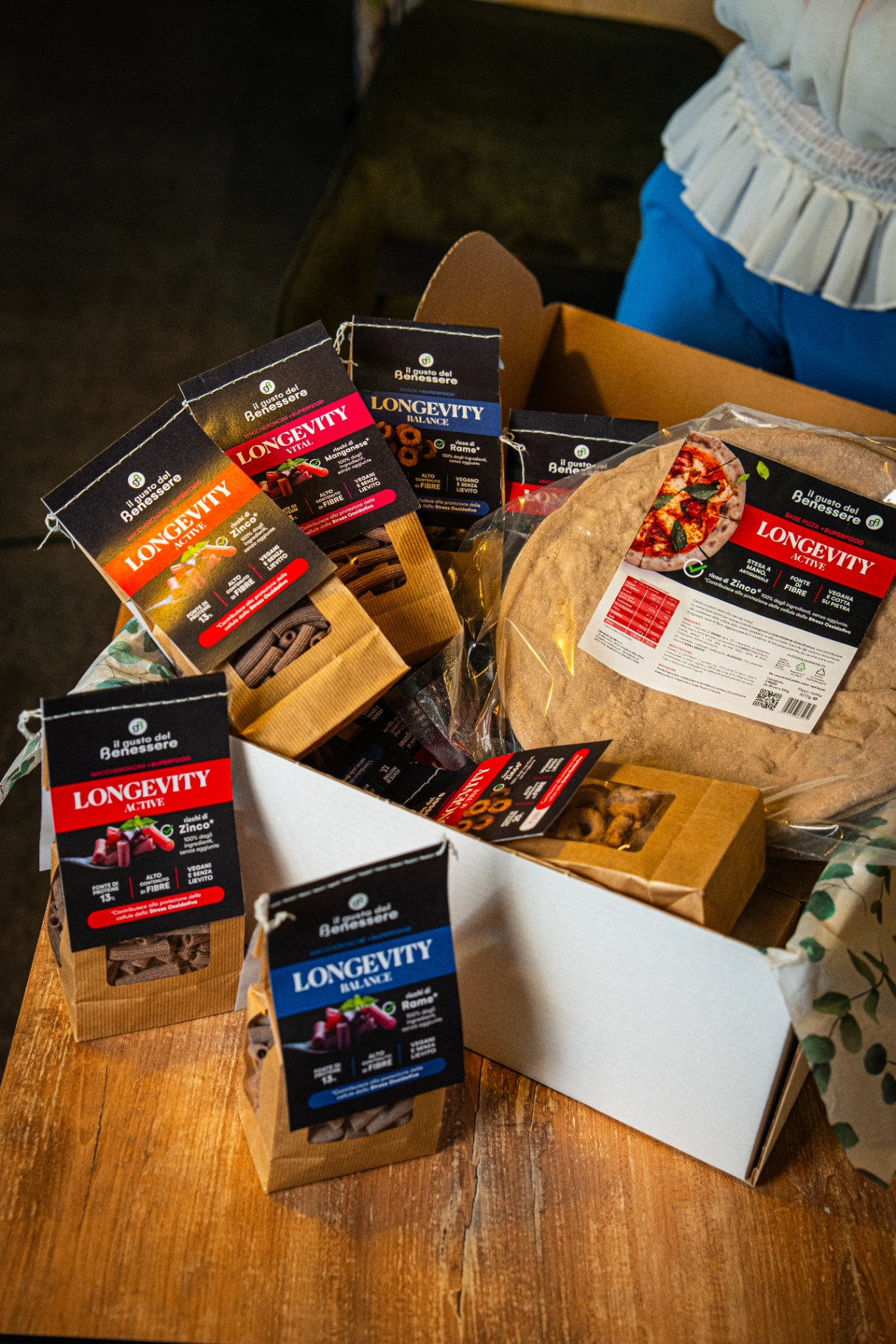 Longevity Box GB con pasta, snack e basi pizza